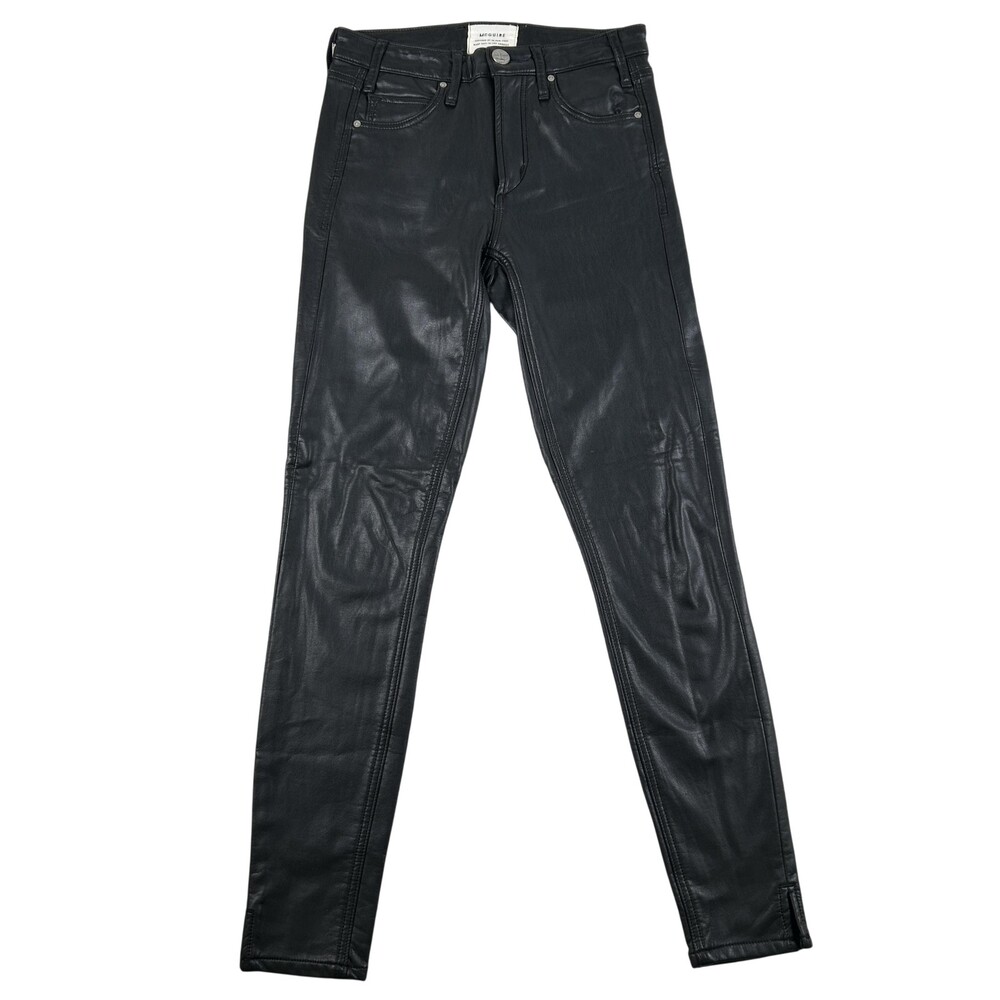 McGuire Jeans Womens 24 Black Faux Leather Skinny Mid Rise Stretch USA Made